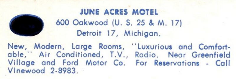 June Acres Motel (Oakwood Motel) - Vintage Postcard (newer photo)